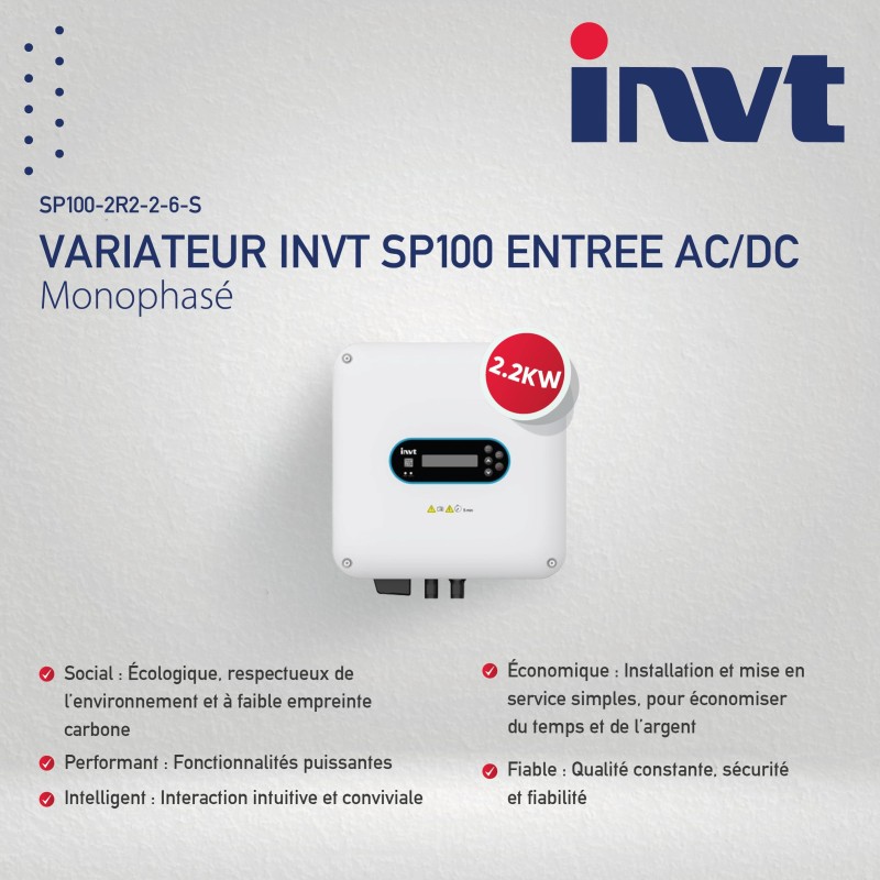 VARIATEUR INVT SP100 ENTREE AC/DC 2,2KW MONOPHASÉ