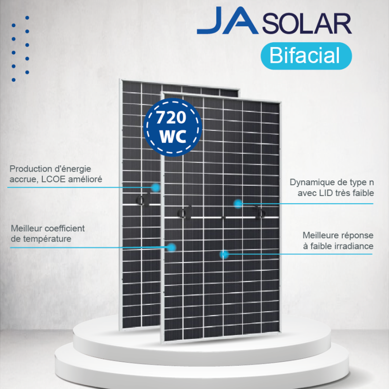 PANNEAU JA SOLAR 720Wc Bifacial JAM66D46 LB