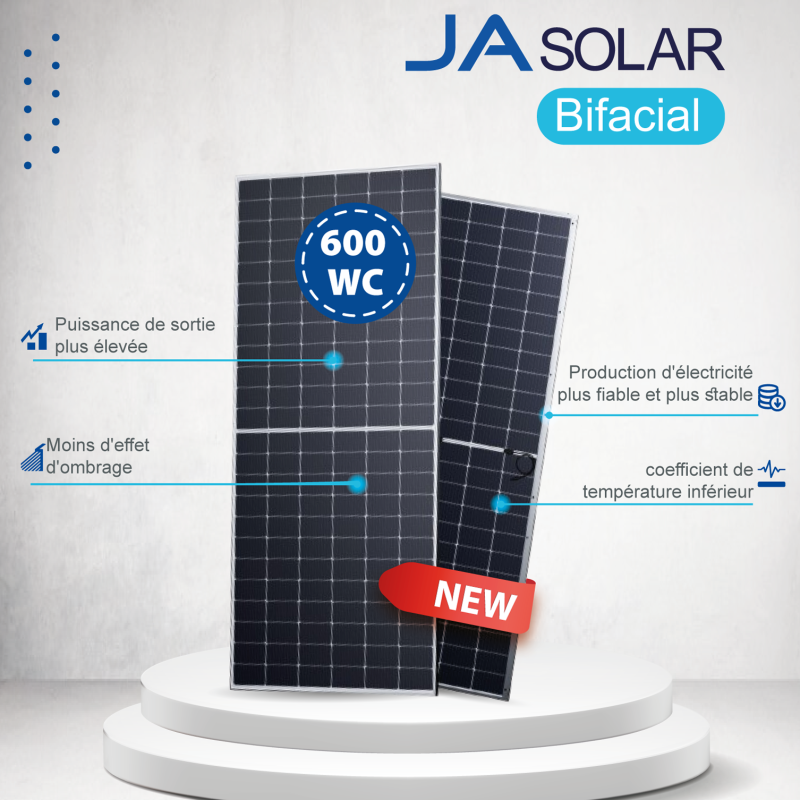 Solar Panel JA Solar 600Wp N-TYPE Bifacial Double Glass JAM66D45 600/LB